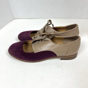 Pilcro and the Letterpress Leather Flat Shoes Womens 9 Purple Cutout Loafer